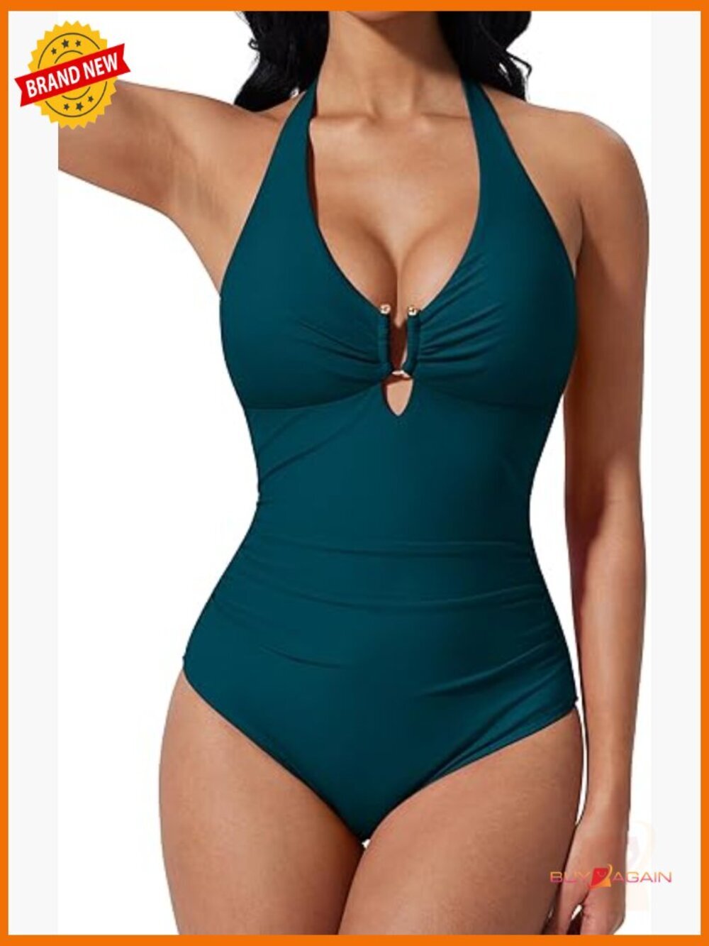 Sexy One Piece Swimsuit Tummy Control Halter U-Wire Push Up Bathing Suit L
